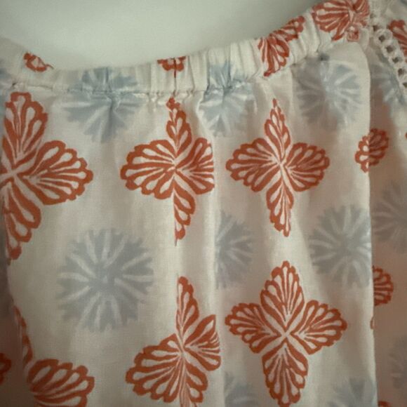 Floral Crop Smocked Top Puffy Flutte Sleeves Off the shoulder Med Cotton - Picture 5 of 5